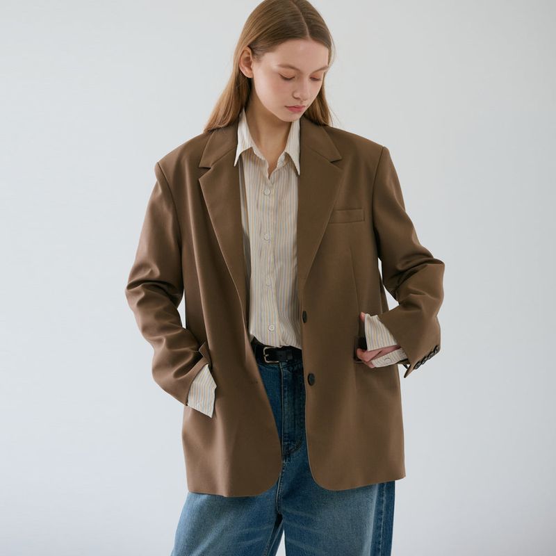 Over-sized Tailored Jacket_Brown