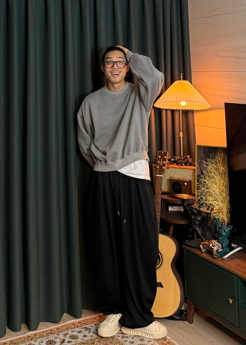 Double-pleated wide string pants 5COLOR