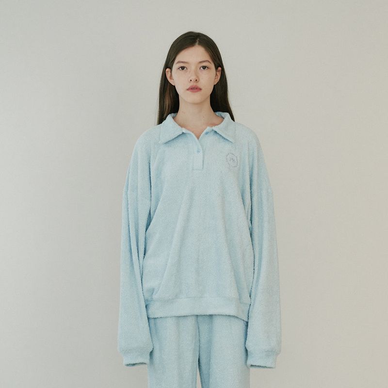 FLEECE COLLARED POLO SHIRT (LIGHT BLUE)