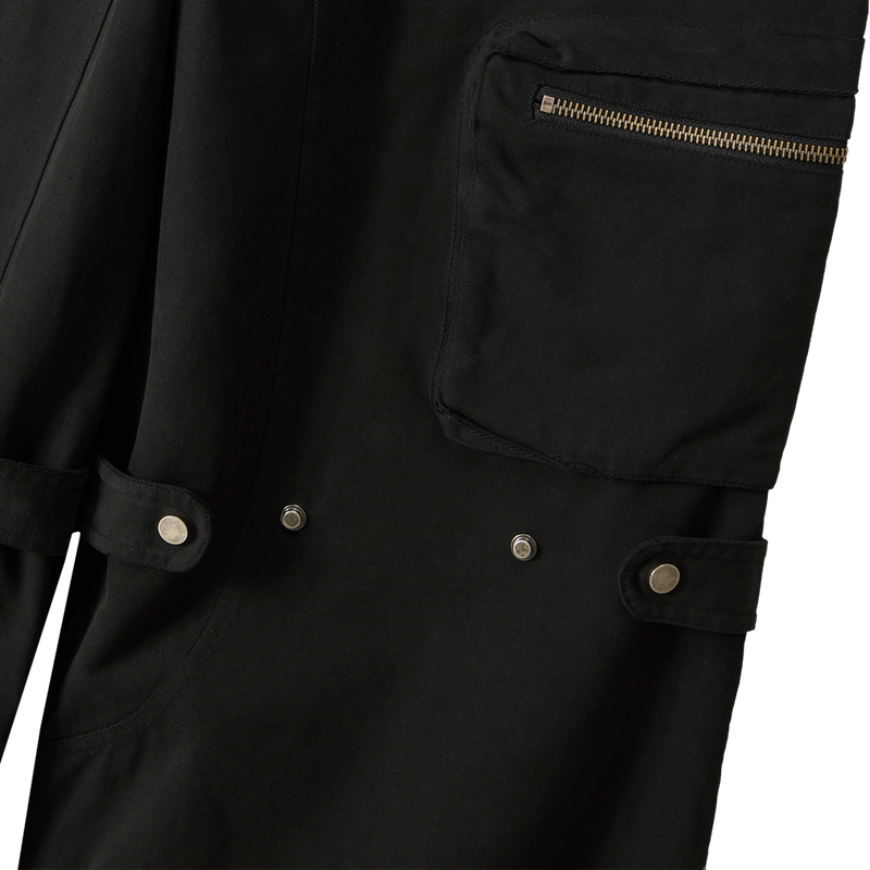 Lowrise Washed Curve Cargo Pants - BLACK