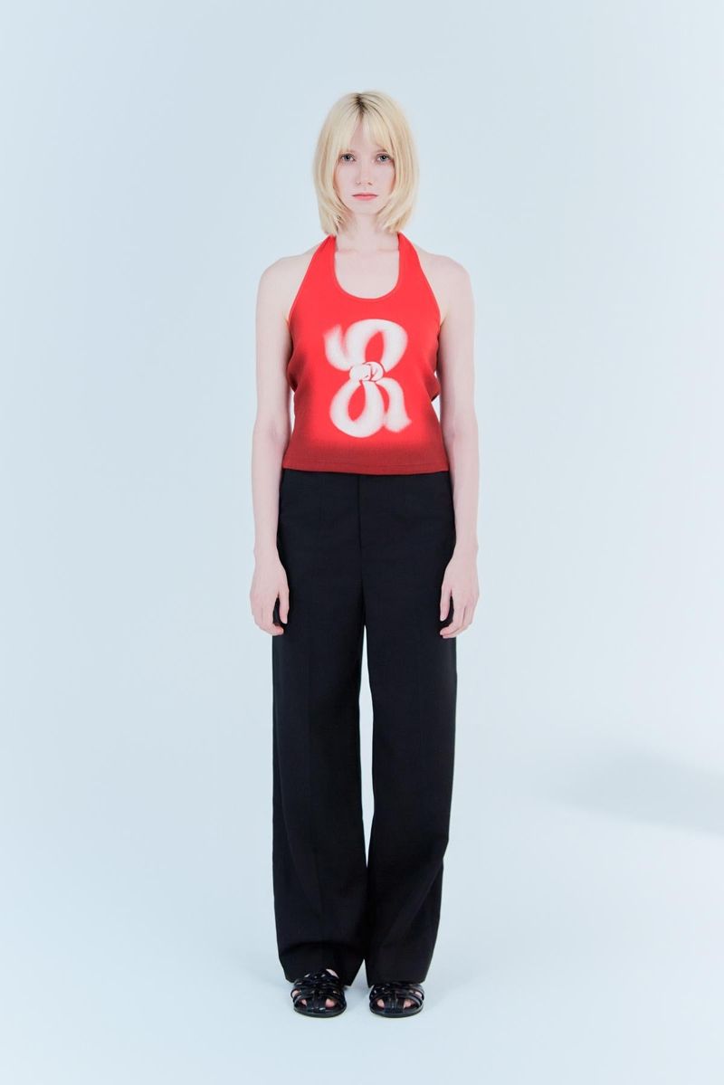 Halter printing top_passion red