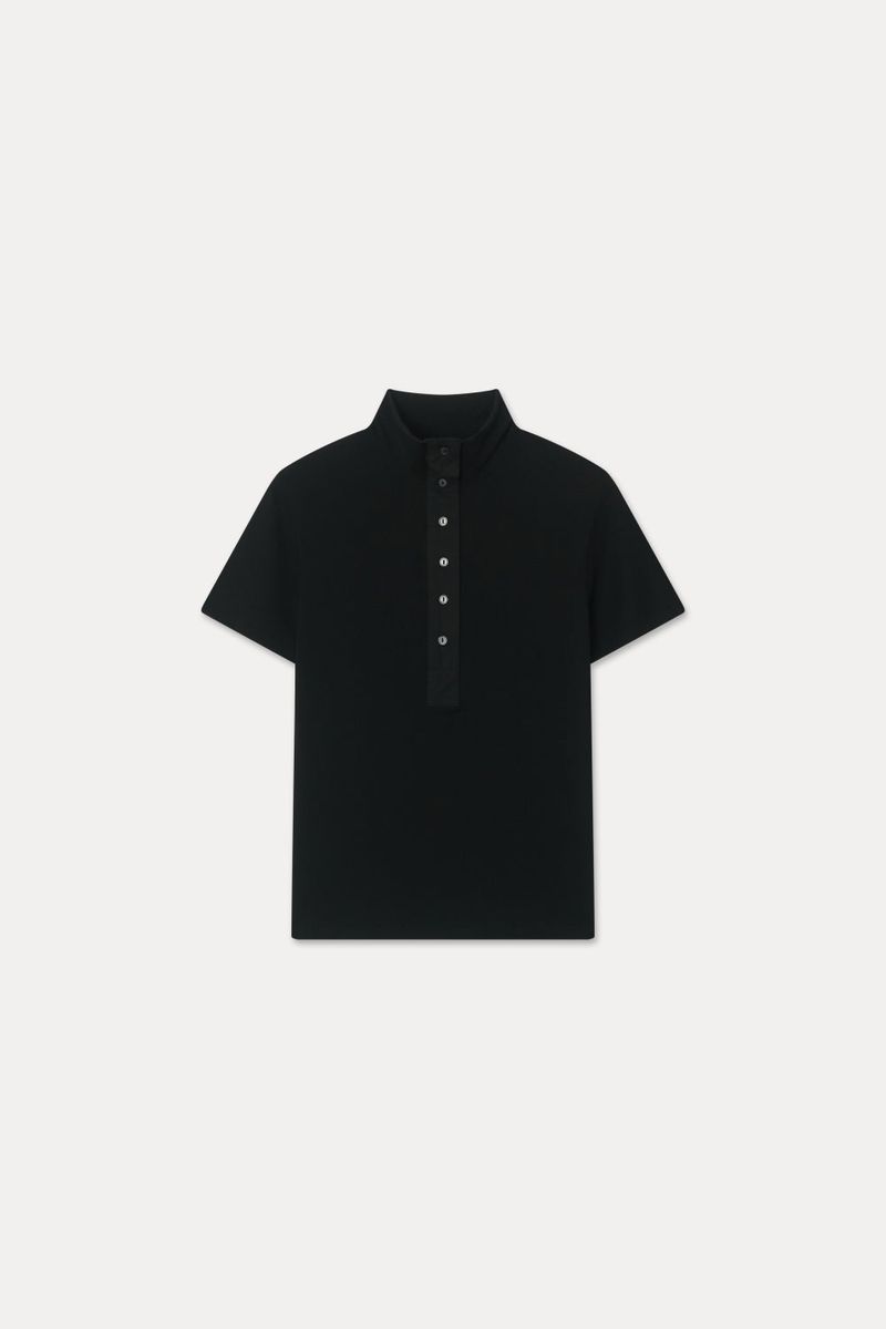 SOFT TENCEL HIGH-NECK TOP_BLACK