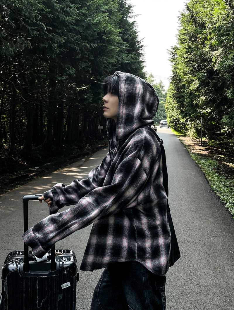 shea hooded checkered shirt