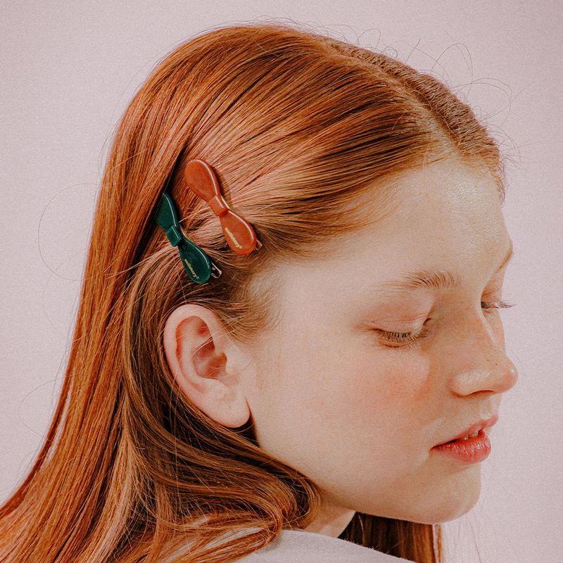 CELLULOSE RIBBON HAIR PIN (BROWN)