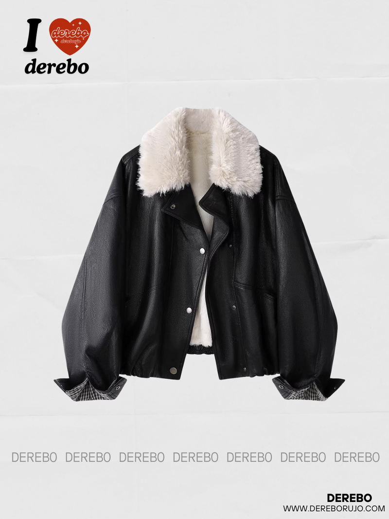 dereborujo（ドレボルゾー）の「Custom Warm Fur Collar Leather Jacket（Jackets/Outerwear）」