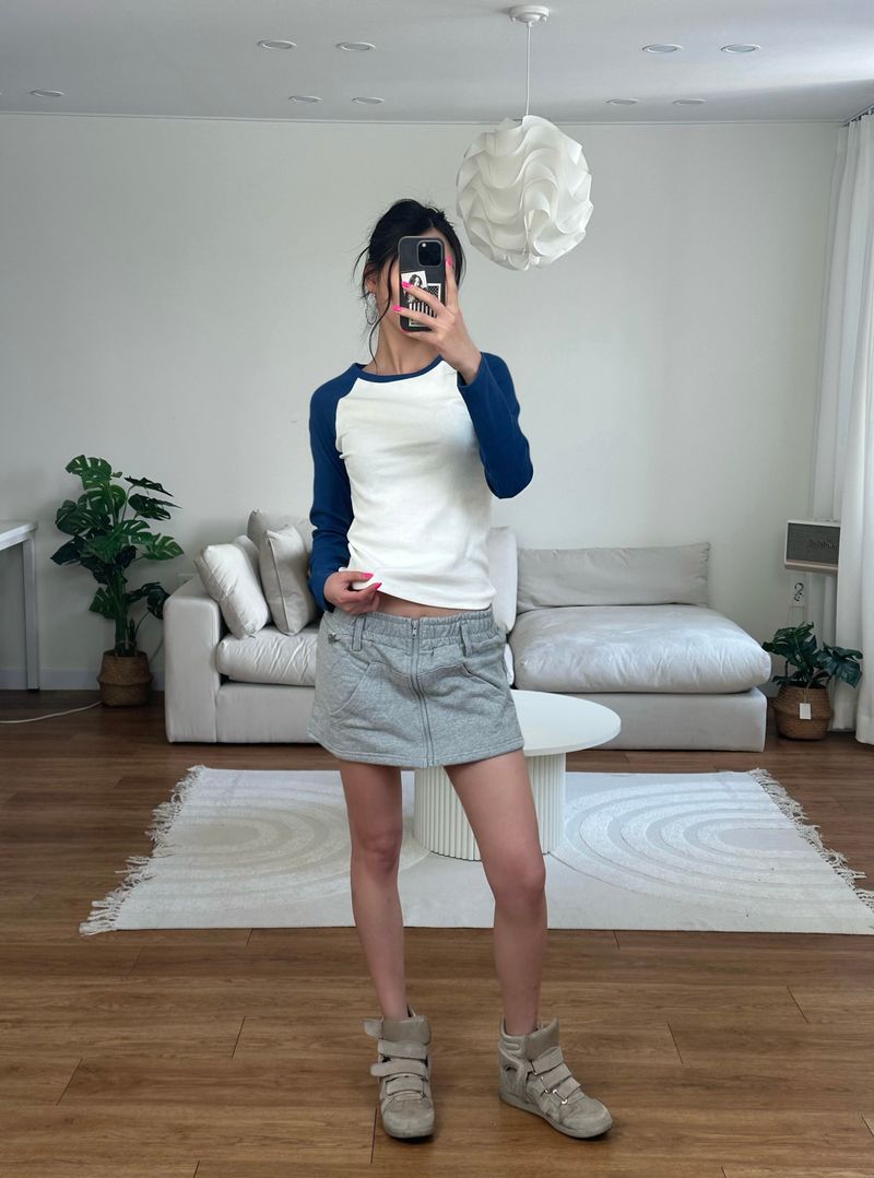 zip sweat mini skirt