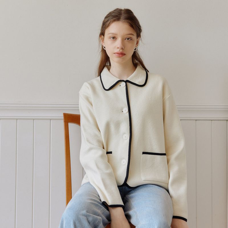 ラインニットジャケット / LINE KNIT JACKET_IVORY