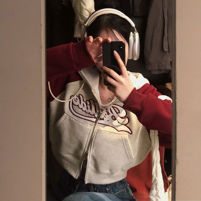 [BELLIDE MADE] Post Raglan Cropped Wool Zip-Up Hooded Zip-Up