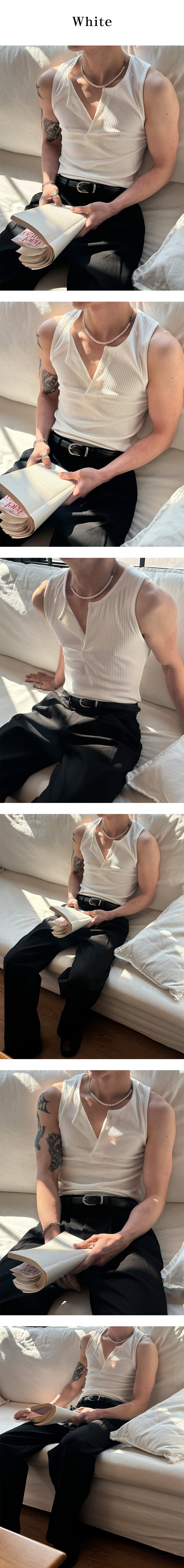  [S/S] Henry neck sleeveless(3color)