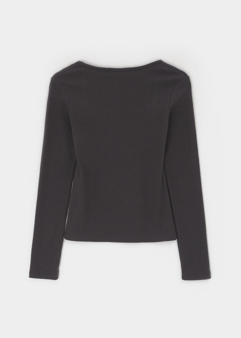 [B-BASIC] Ribbed Square Neck Long Sleeve Tee (2 SIZE)