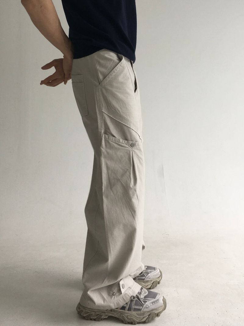 curved dyeing strap wide pants(2colors)