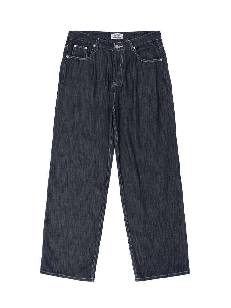 M204 LINEN WIDE DENIM PANTS_DEEP BLUE