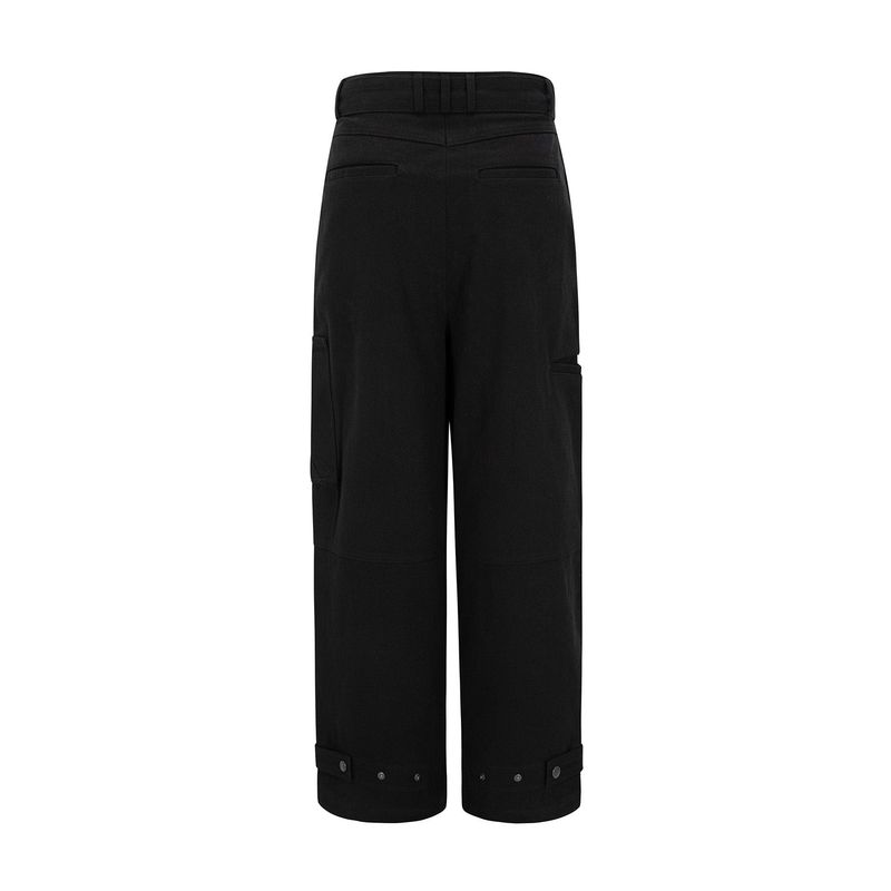 Belted Carpenter Cotton Pants (Black)