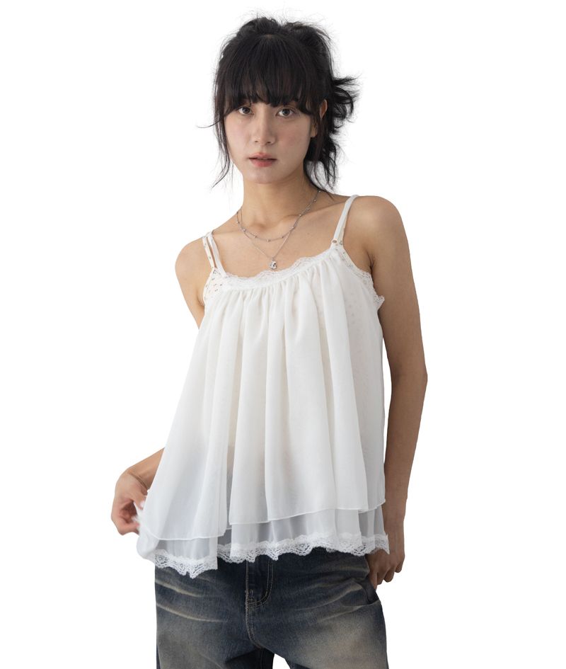 Pony Adjustable Strap Chiffon Top