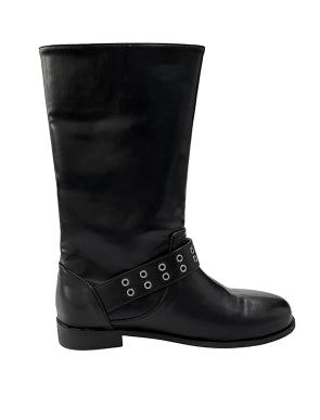 eyelet buckle middle long boots