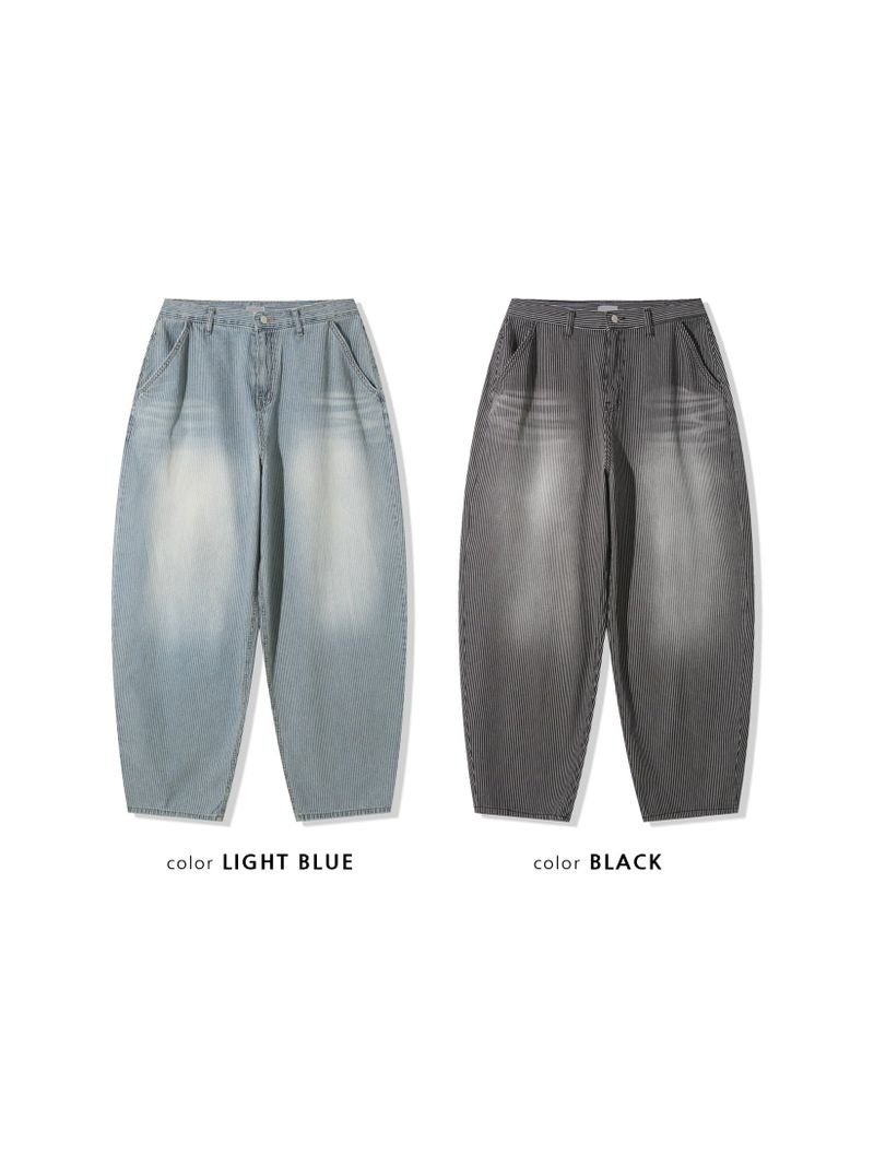 Naughty Stripe Balloon Denim Pants 2C