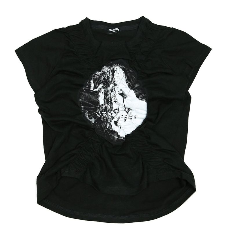 222 X shirring logo crop t - Black