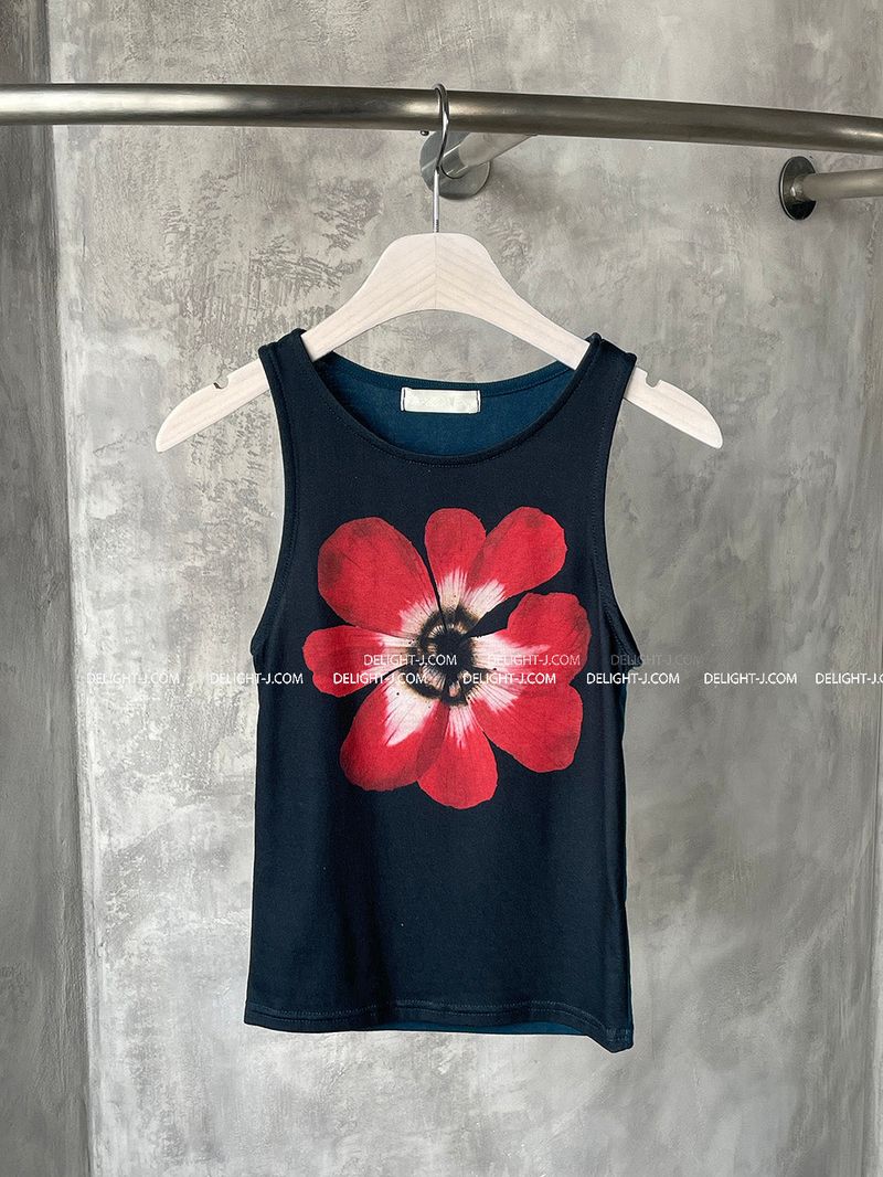 Flower printed crop sleeveless