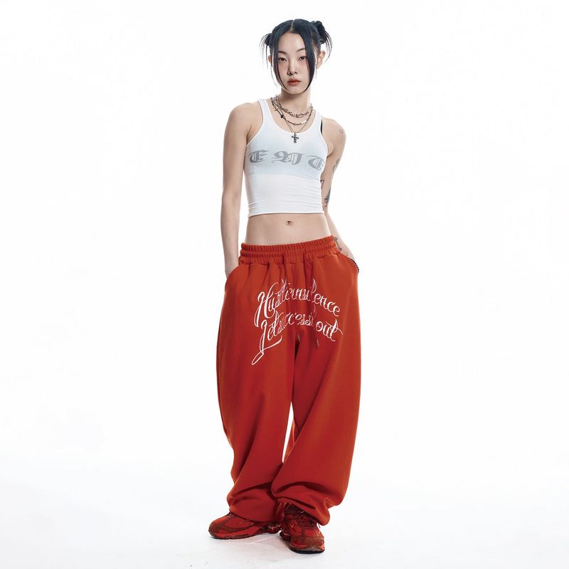Lettering Balloon Sweatpants - RED