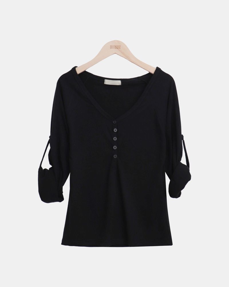 Adam V-Neck Roll-Up Long-Sleeve T-Shirt