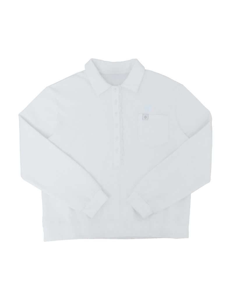 Frill 8 button pk shirt / white