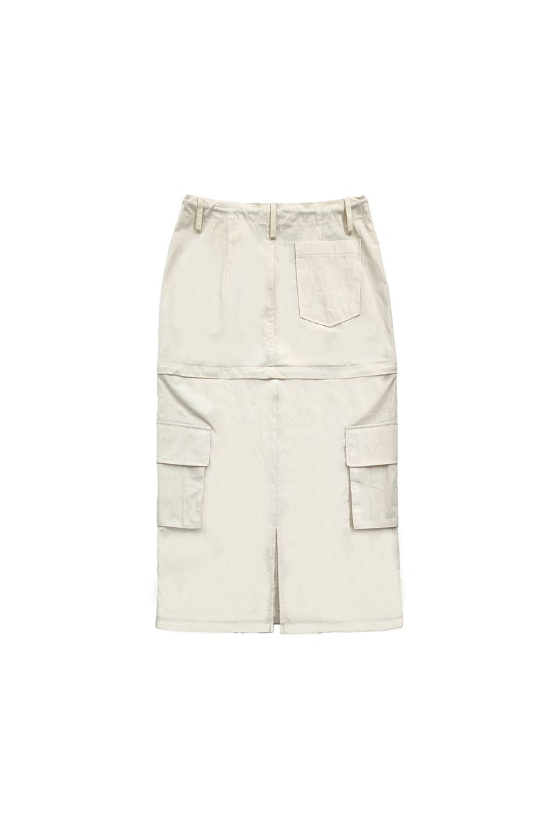 DOUBLE CUT CAGO SKIRT / IVORY