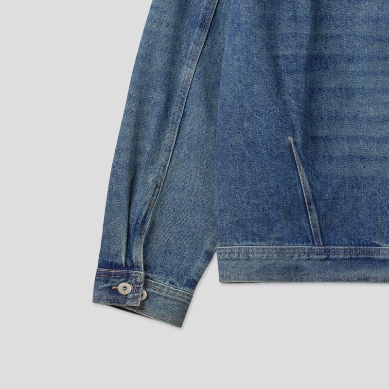 With denim biker jacket