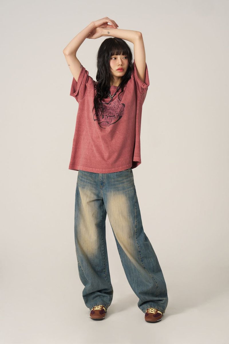 Pigment Oversized Lettering Short-Sleeved
