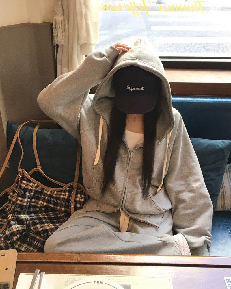 [Bellied made] Movening Color Blocking Two-Way Hooded Zip-up