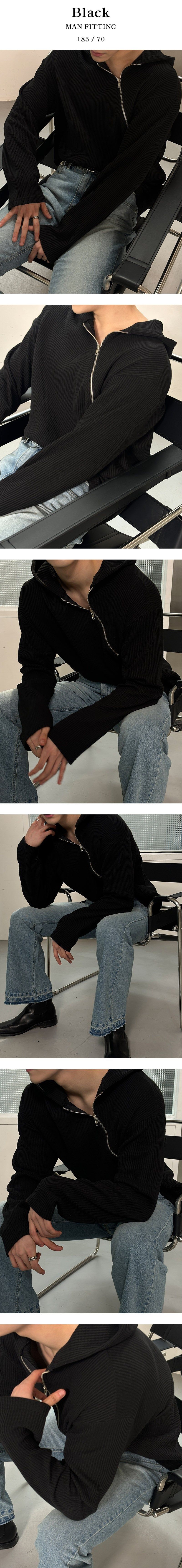 [Unisex] サイドジッパーフードニットスリーブ(3color)