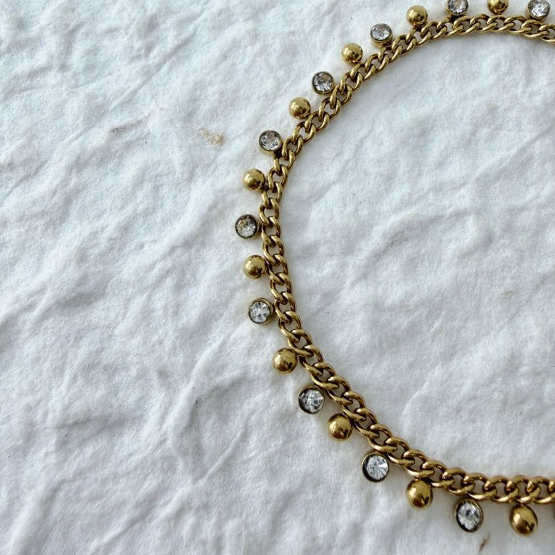 Crystal Bead Fringe Necklace