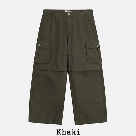 Merrick Herringbone Cargo Wide Pants
