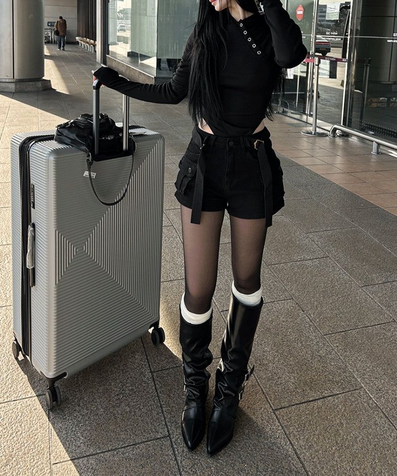 Unfold Leather Knee High Boots