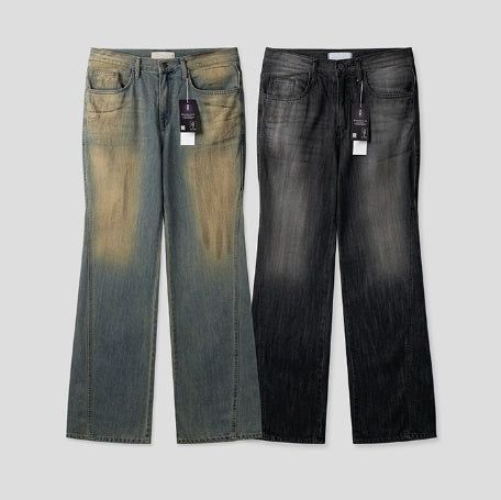 Summer Cool Oil Washed Flare Denim Pants