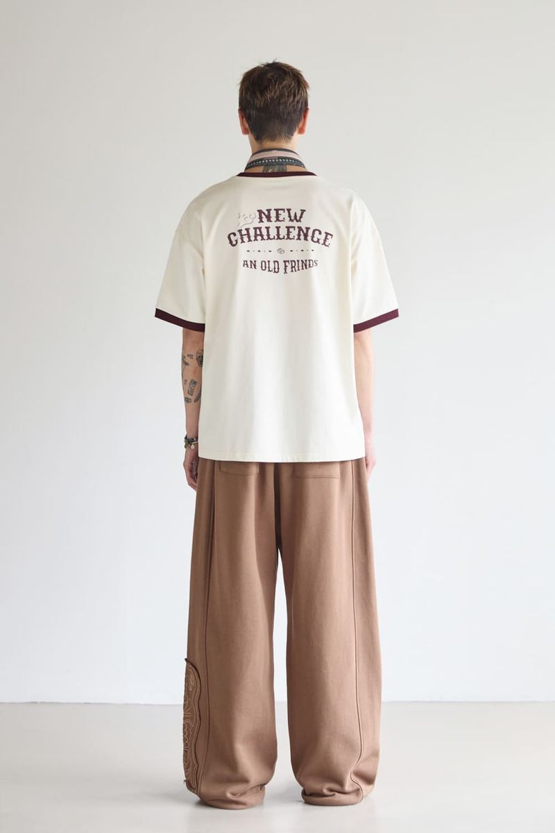 アップリケポイントスウェットパンツ - ブラウン