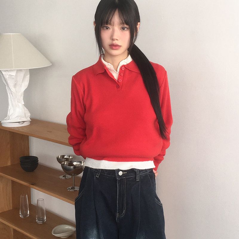 WONDER WONDER（ワンダーワンダー）の「シーダンカラーボタンスリムフィットニットウェア（トップス）」