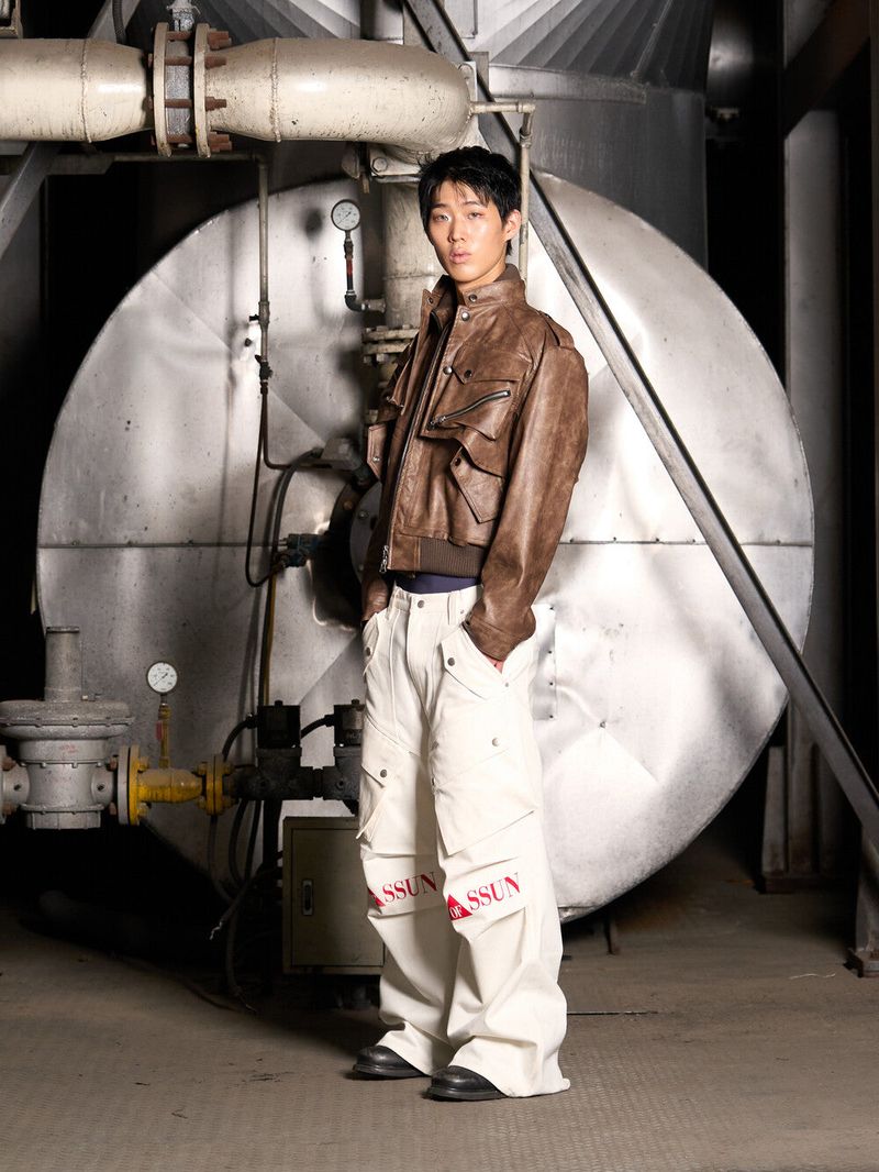 Leather Cargo 3way Jacket (Brown)