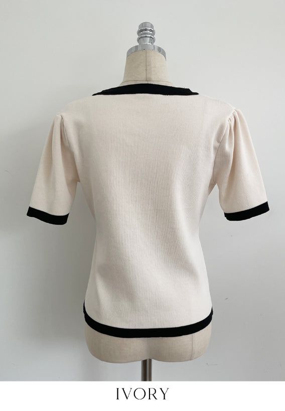 Eloa Square Color Matching Button Cardigan