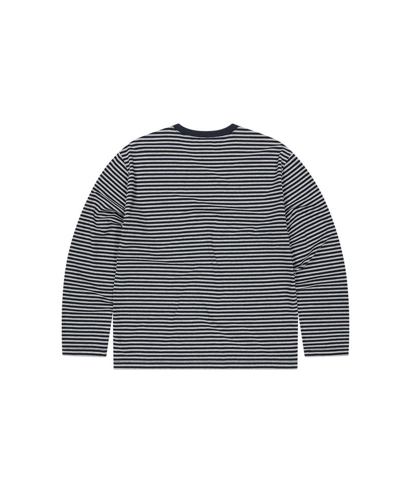 STRIPE BASIC LOGO LONG SLEEVE_NAVY