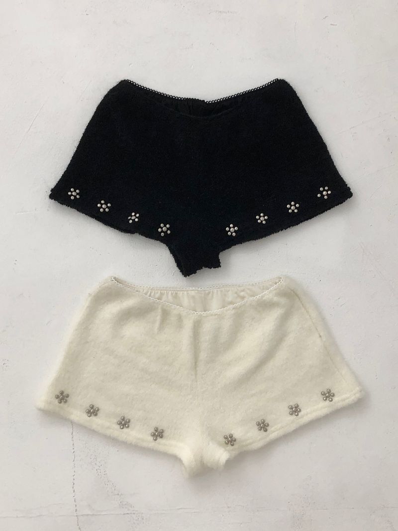 Fuzzy Snow Stud Mini Shorts