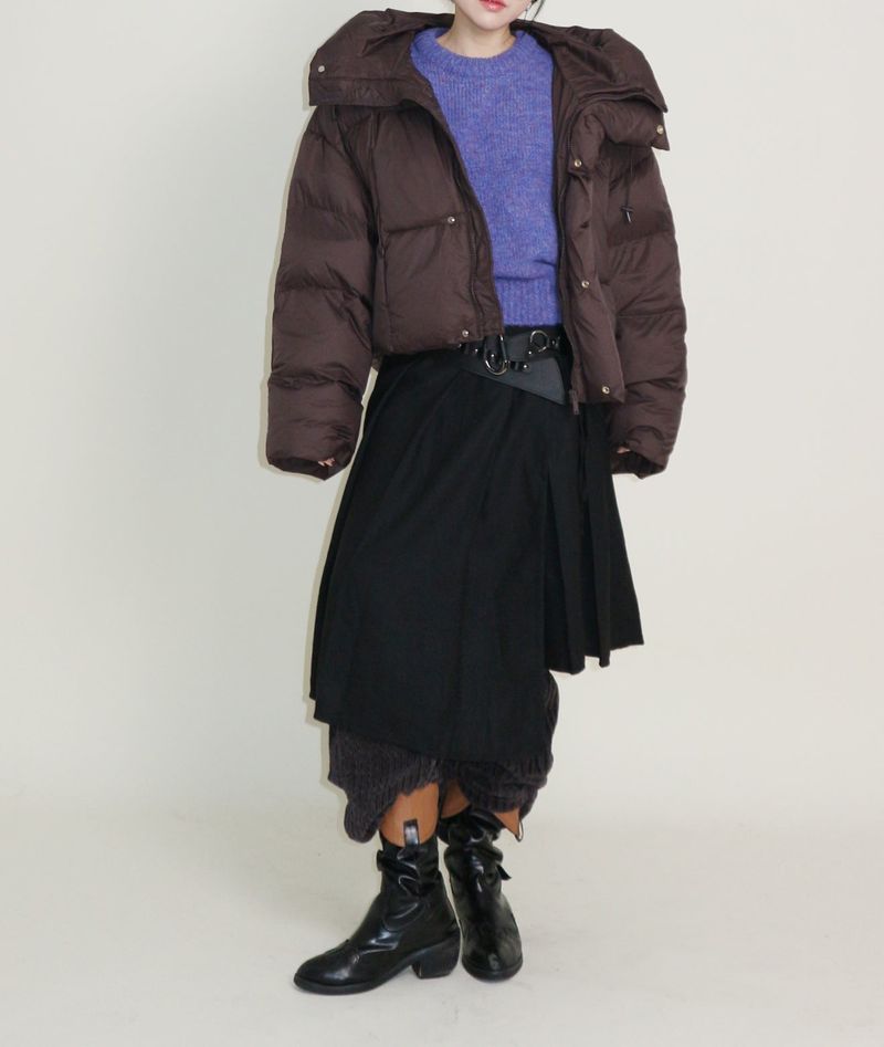 Out String Winter High-Neck Duck-Down Padded Jacket (Light Padded)