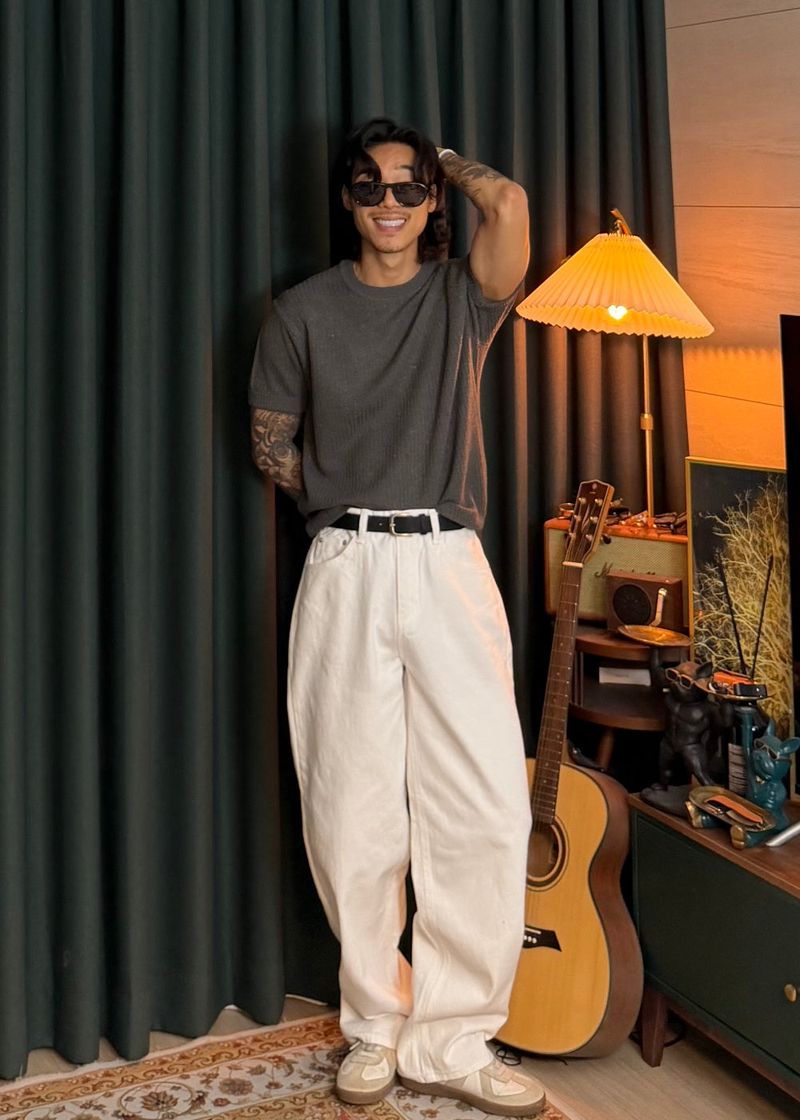 Semi-wide cotton pants 5COLOR