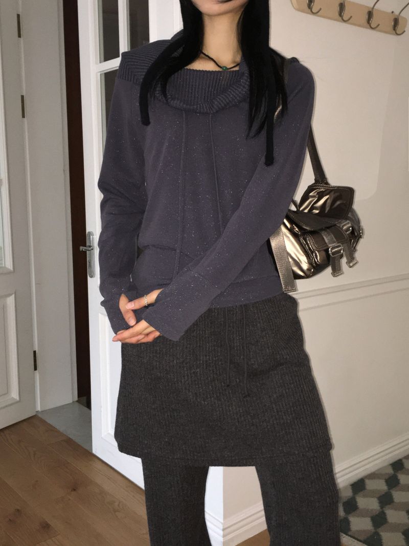 Fisha brushed ribbed skirt pants wide bootcut pants