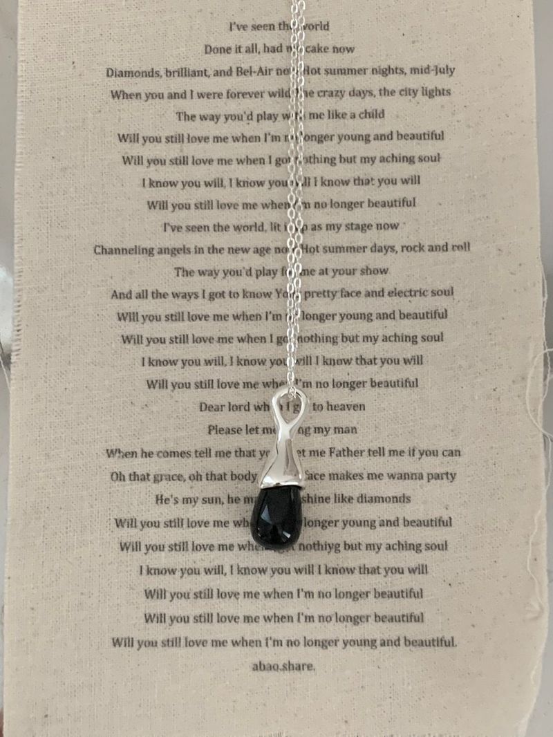 Black gemstone drop necklace