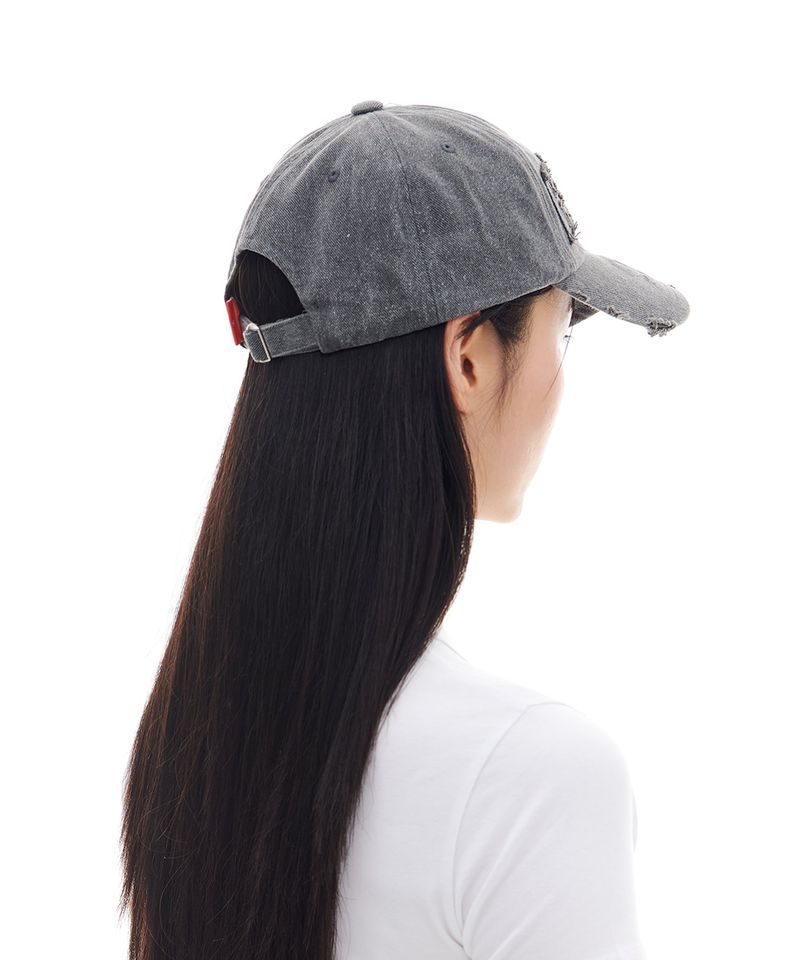 BOLD APPLIQUE DENIM 5-PANEL CAP (CHARCOAL)
