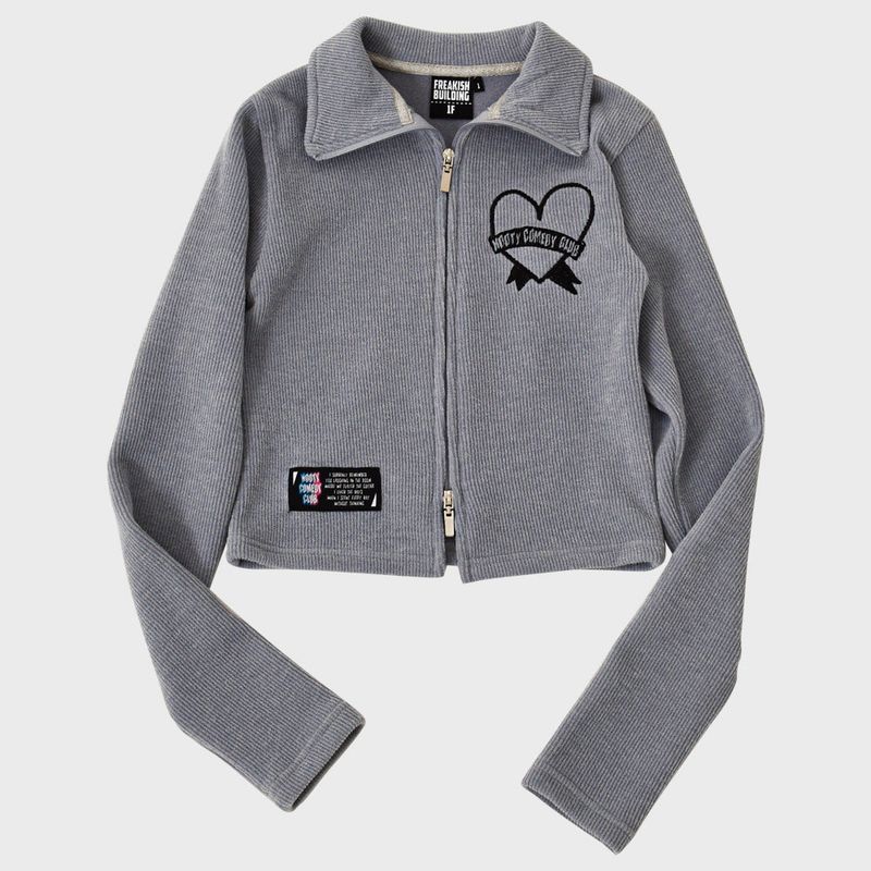 HEART BAND CROP CARDIGAN (ASH BLUE)