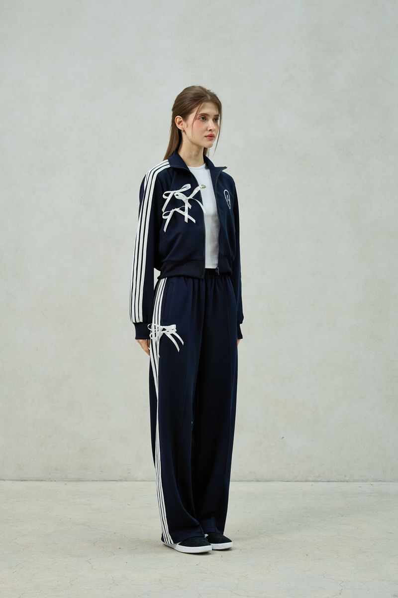 RIBBON JERSEY TRACK TOP / NAVY