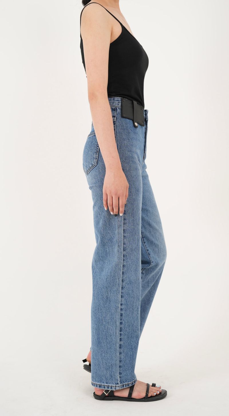 MEDIUM BLUE STRAIGHT DENIM PANTS [16626]