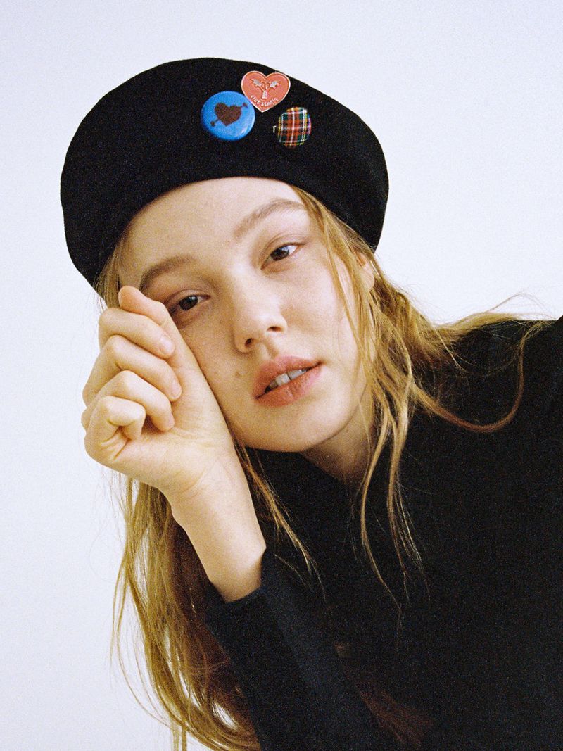 CLUT STUDIO(クラットスタジオ)の「0 7 punk pin button beret - BLACK(Hats)」
