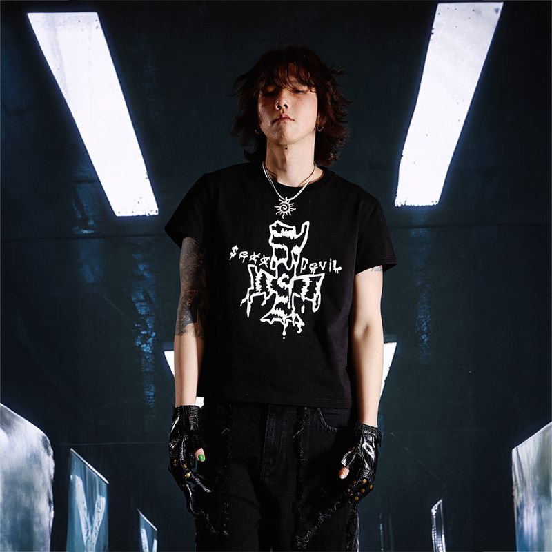 SEXXDEVIL Cross print short sleeves